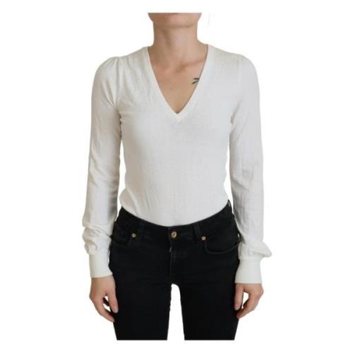 Patrizia Pepe Casual Ivory Blus Top White, Dam