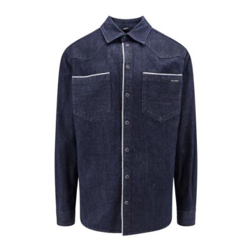 Dolce & Gabbana Denim Skjorta med Logga Blue, Herr