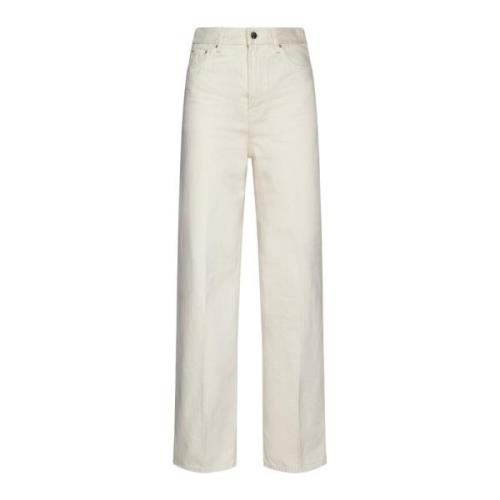 TotêMe Ecru Wide Leg Denim Jeans Beige, Dam