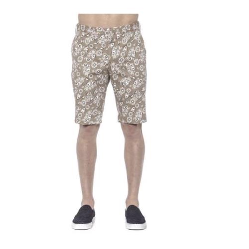 PT Torino Herr Bermuda Shorts i Mönstrat Tyg Beige, Herr