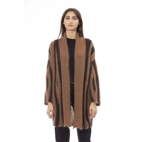 Alpha Studio Lång Cardigan - Fina Ribbade Muddar Brown, Dam