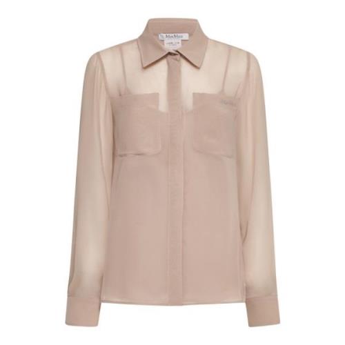 Max Mara Puderrosa Silke Sheer Skjorta Pink, Dam