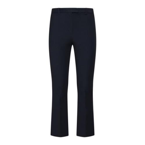 Max Mara Midnight Blue Stretch Bomull Byxor Blue, Dam