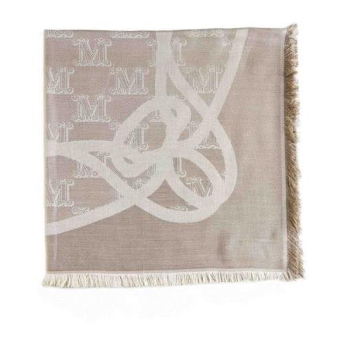 Max Mara Jacquard Sidenscarf med Monogram Motif Beige, Dam