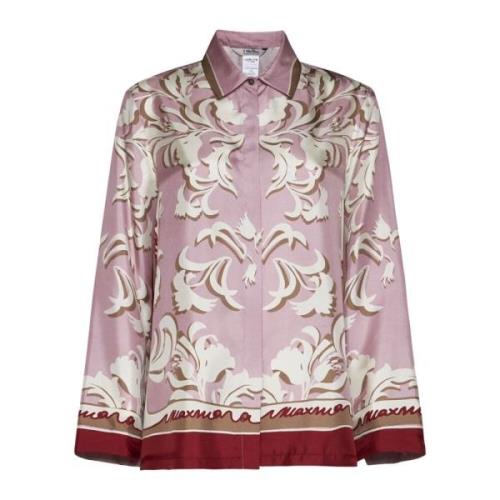 Max Mara Rosa Primula Silke Ornamental Print Skjorta Multicolor, Dam