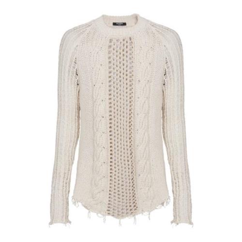 Balmain Ostrukturerad stickad tröja Beige, Herr