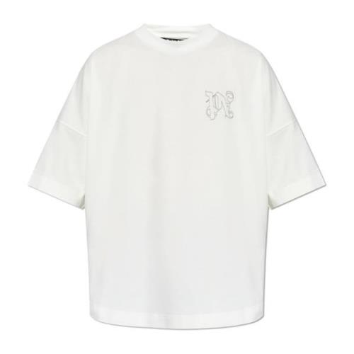 Palm Angels T-shirt med broderat logotyp White, Herr