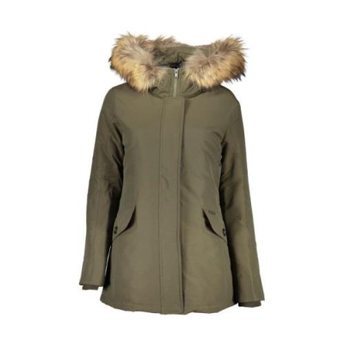 Woolrich Grön Huva Jacka med Avtagbar Päls Green, Dam