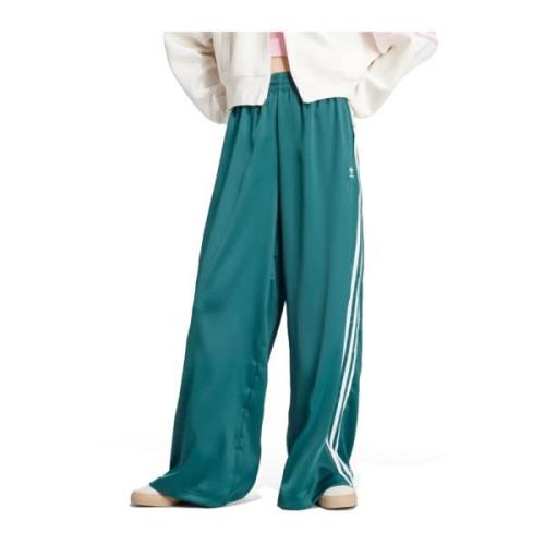 Adidas Satin Track Pants Wide Green, Dam