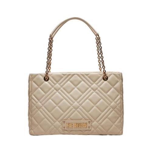 Moschino Ivory Shopper Väska Elegant Praktisk Beige, Dam