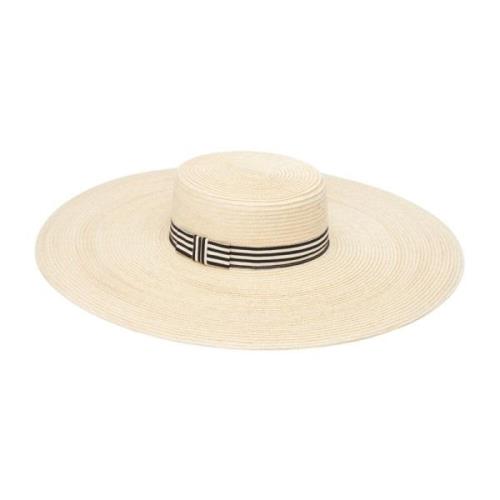 Nina Ricci Vit Straw Capeline Hat White, Dam