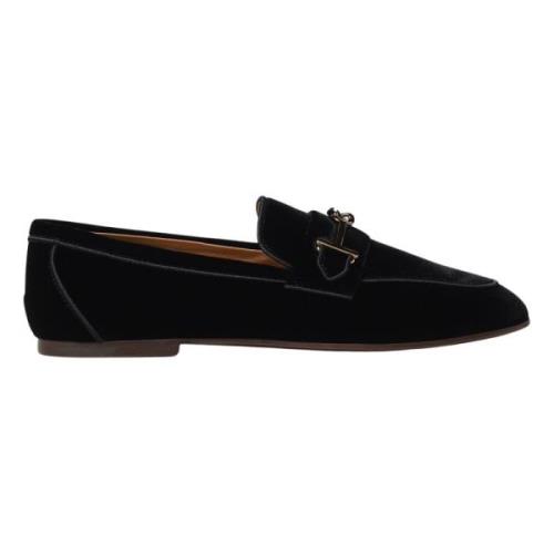 Tod's Läderloafers med Broderad Ring Black, Dam