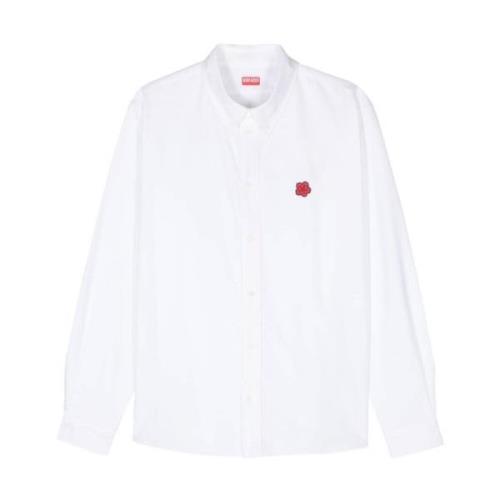 Kenzo Vit Blomma Broderad Skjorta White, Herr