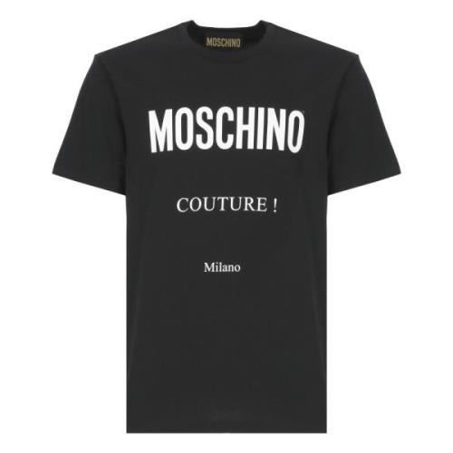 Moschino Svart Bomull T-shirt med Logotyptryck Black, Herr