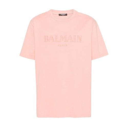 Balmain Laxrosa Logo Broderad Jersey Tee Pink, Herr