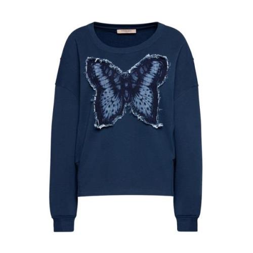 Twinset Rundhalsad sweatshirt Blue, Dam