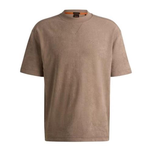 Hugo Boss Kortärmad herr T-shirt med broderat logotyp Beige, Herr