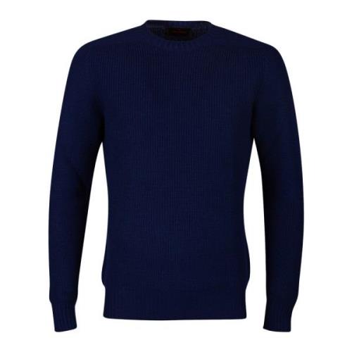 Gran Sasso Blå Crew-Neck Rain Wool Sweater Blue, Herr