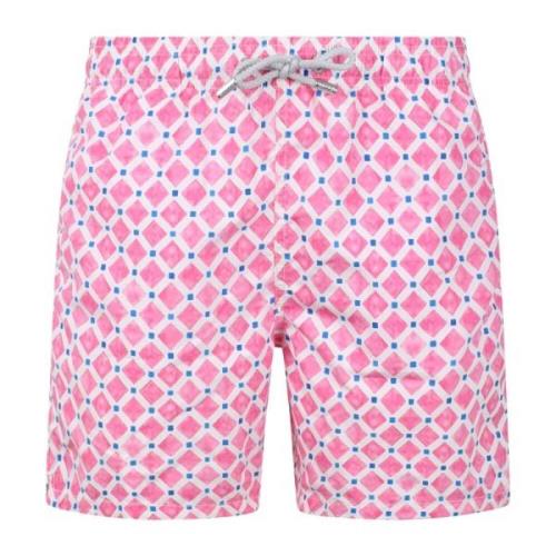 MC2 Saint Barth Geometrisk Målning Mönster Badshorts Pink, Herr