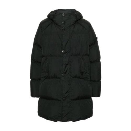 Stone Island Svarta Kappor för Män Black, Herr