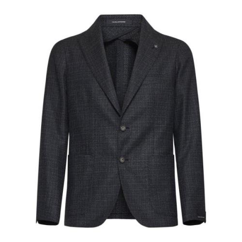 Tagliatore Svart Ullblazer Peak Revers Black, Herr