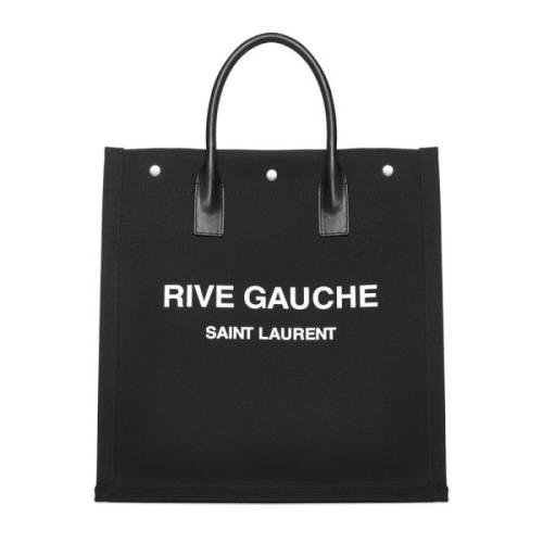 Saint Laurent Logo-Print Tote Bag Black, Herr