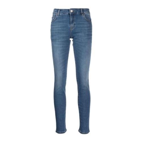 Blugirl Smal Passform Denim Byxor Blue, Dam