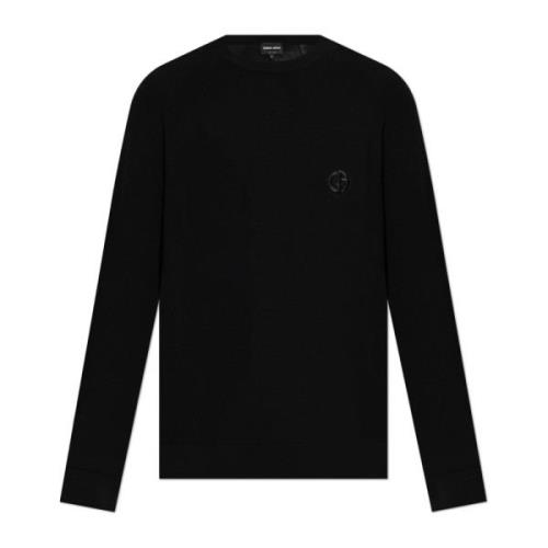 Giorgio Armani Ulltröja med broderad logotyp Black, Herr