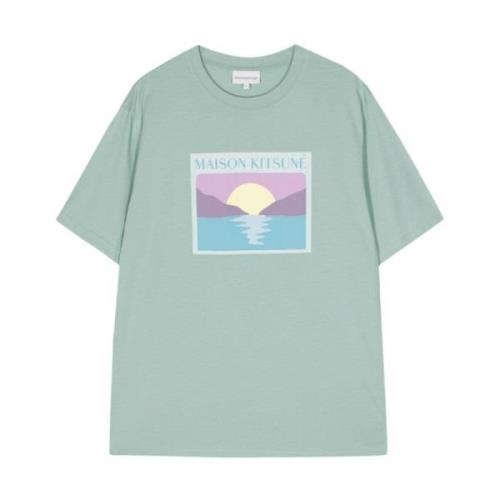 Maison Kitsuné Sunset Postcard T-shirt Green, Herr