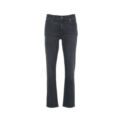 7 For All Mankind Svarta Slimmy Tapered Jeans Black, Herr