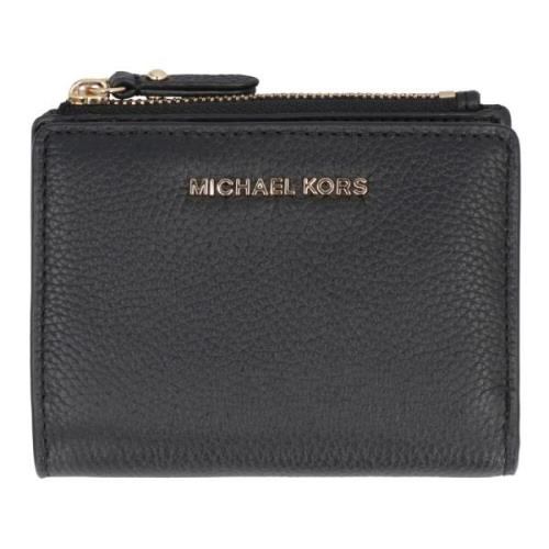 Michael Kors Grainy Läderplånbok med Tryckknapp Stängning Black, Dam