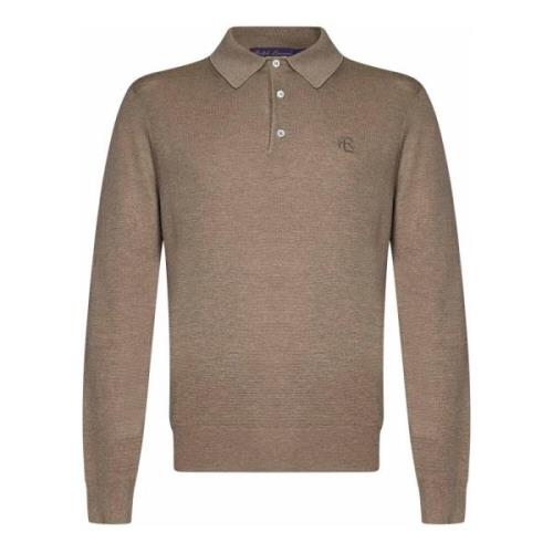 Ralph Lauren Brun Stickad Polotröja med Broderi Brown, Herr