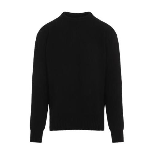 Rick Owens Svart Fiskare Ull Pullover Tröja Black, Herr