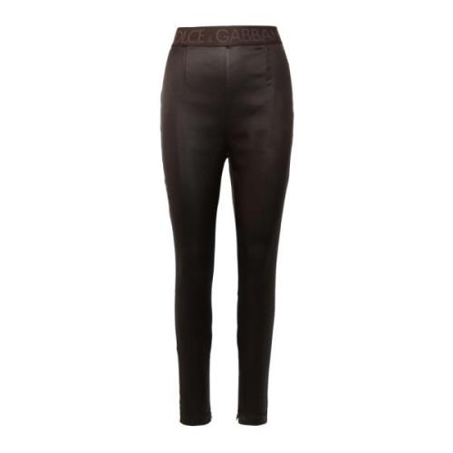 Dolce & Gabbana Hög midja brun acetat leggings Brown, Dam