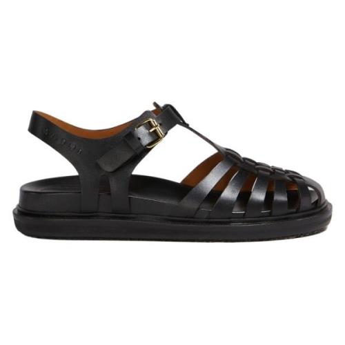 Marni Läder fiskare sandal Black, Dam