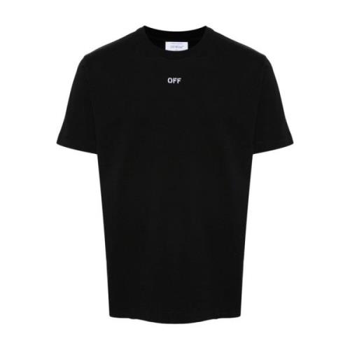 Off White Svart T-shirt med Arrows Broderi Black, Herr