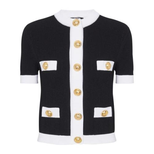 Balmain Knäppt stickad kofta Black, Dam