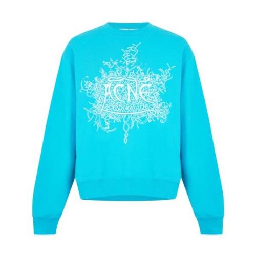 Acne Studios Devil Glow Logo Sweatshirt Fluo Blue Blue, Herr