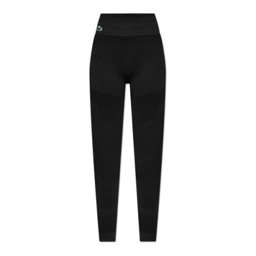 Lacoste Leggings med logopatch Black, Dam