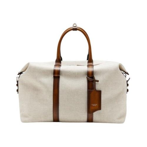 Biagini Canvas Weekender Väska med Handmålade Läderdetaljer Brown, Her...