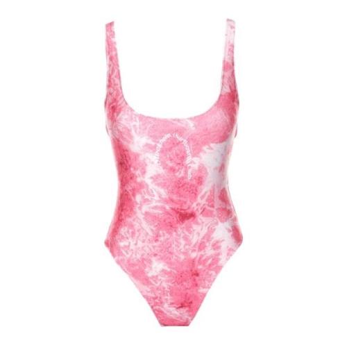 Stockholm Surfboard Club Open Back Swimsuit med Printlogo Pink, Dam