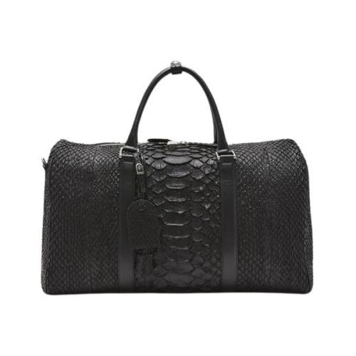 Biagini Python Resväska med Metall Detaljer Black, Herr