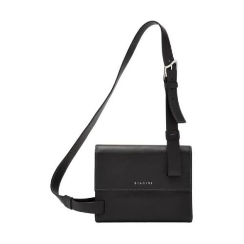 Biagini Svart läder crossbody väska Black, Dam