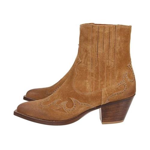 Eleventy Suede Texano Stud Boot Brown, Dam