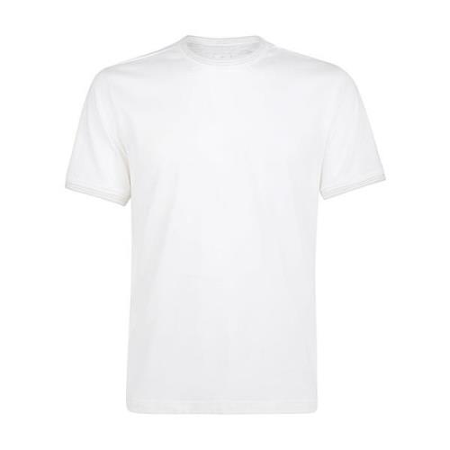 Eleventy Ribbad Bomull Jersey Crewneck T-shirt White, Herr