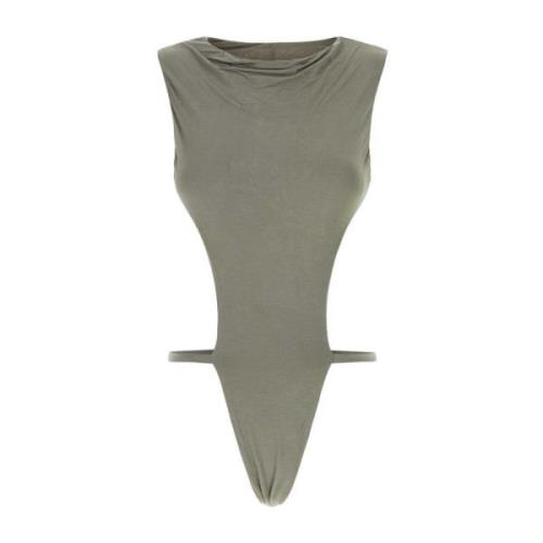 Entire Studios Stretch Viscose Valve Bodysuit Gray, Dam