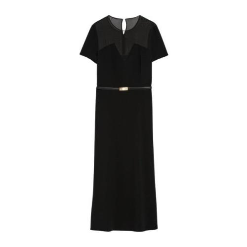 Max Mara Studio Elegant Silkepanel Midi Klänning Black, Dam