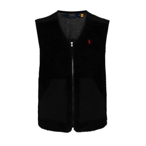 Ralph Lauren Svart Hi-Pile Fleece Väst Jacka Black, Herr