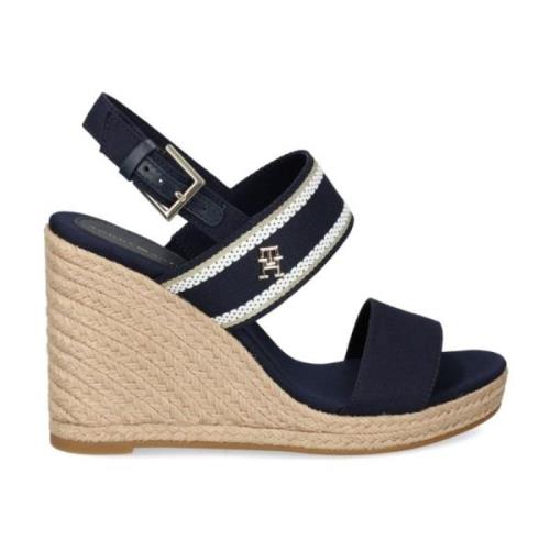 Tommy Hilfiger Hög kil sandal för kvinnor Blue, Dam