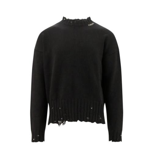 Marni Herr Sweatshirt i Bomull med Broderad Logotyp Black, Herr